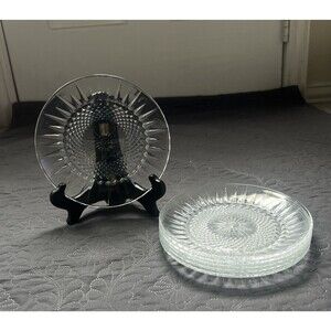Vintage 6pc Cristal D'Arques-Durand Diamant Clear Glass Salad Plate 7.5" D Home